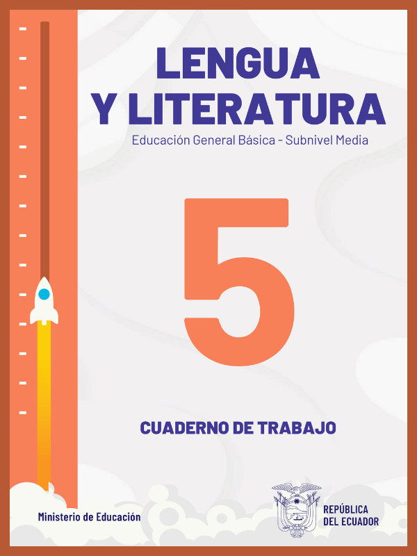 portada del cuaderno de trabajo de lengua y literatura quinto grado de Educación General Básica EGB