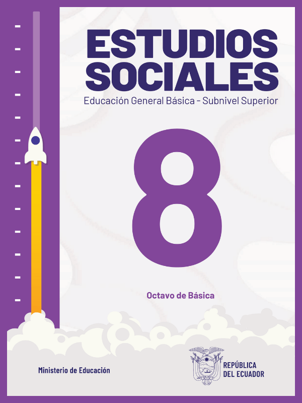 portada del libro de estudios sociales para octavo grado de Educación General Básica EGB
