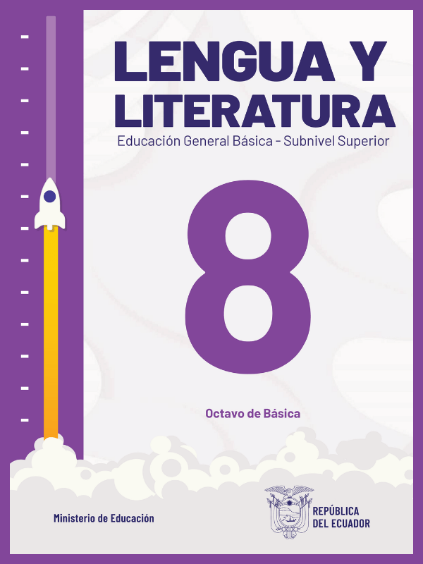 portada del libro de lengua y literatura uno octavo grado de Educación General Básica EGB